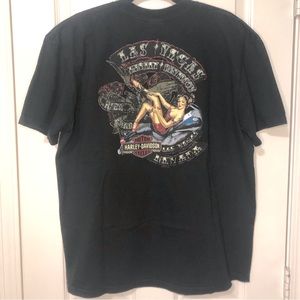 Harley Davidson Pin Up Girl Graphic T-Shirt Black  Men's Size XL.
